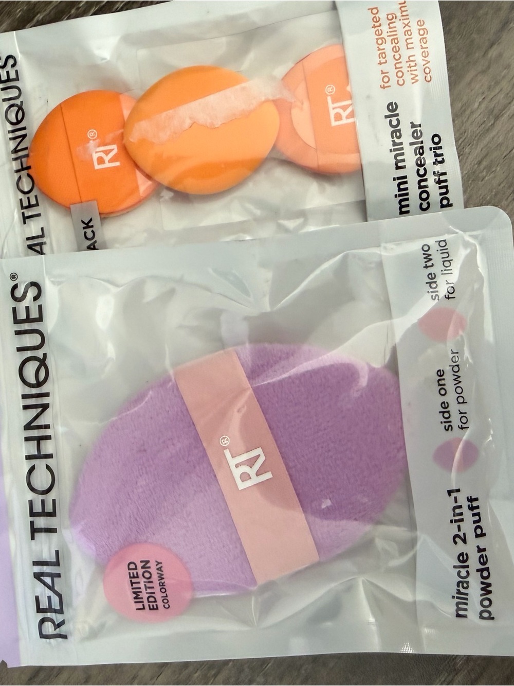 Real Techniques Purple and Orange Makeup Puffs Duo Pack